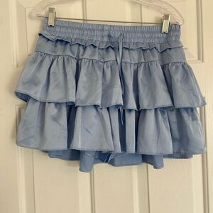 Boutique- Light Blue Ruffled Mini Skirt